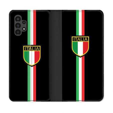 Housse Cuir Portefeuille pour Samsung Galaxy A13 4G Voyage Italie 3 Noir