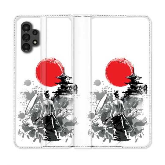 Housse Cuir Portefeuille pour Samsung Galaxy A13 4G Voyage Japon Femme