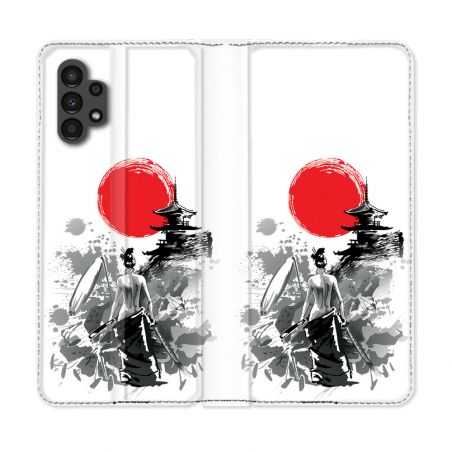 Housse Cuir Portefeuille pour Samsung Galaxy A13 4G Voyage Japon Femme