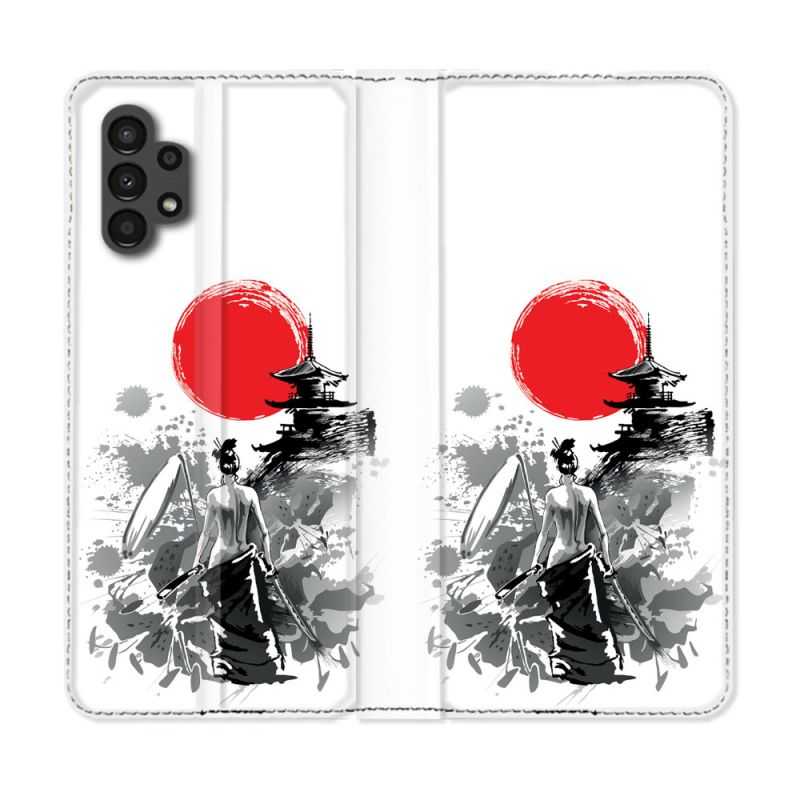 Housse Cuir Portefeuille pour Samsung Galaxy A13 4G Voyage Japon Femme