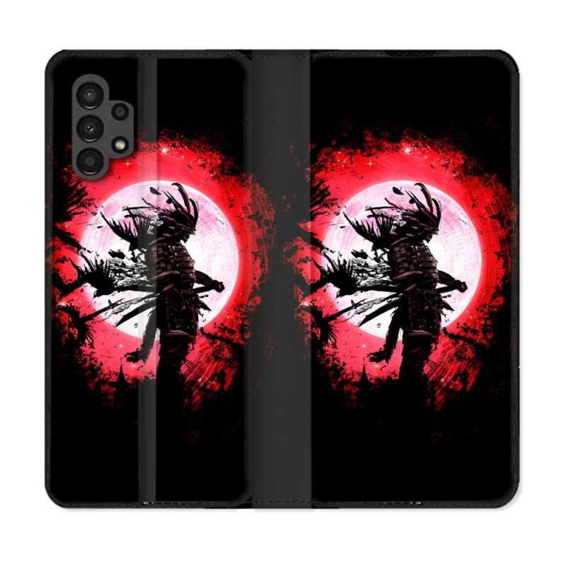 Housse Cuir Portefeuille pour Samsung Galaxy A13 4G Voyage Japon Samourai