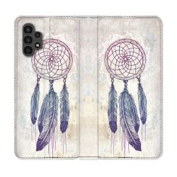 Housse Cuir Portefeuille pour Samsung Galaxy A13 4G Zen Attrape Reve Blanc