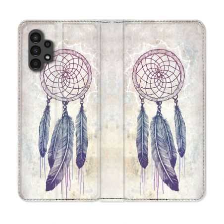 Housse Cuir Portefeuille pour Samsung Galaxy A13 4G Zen Attrape Reve Blanc