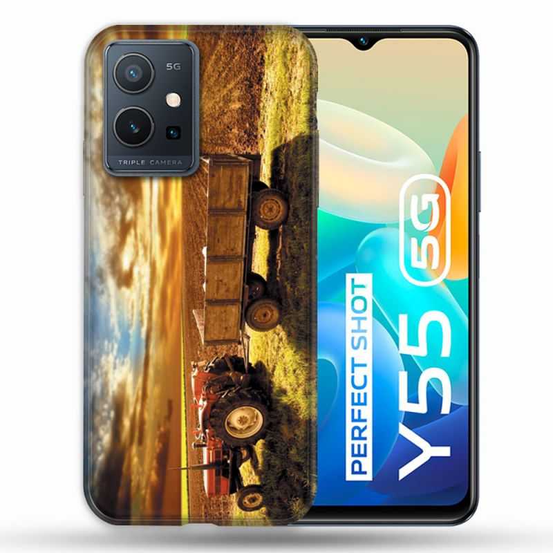 Coque Pour Vivo Y55 5G Agriculture Tracteur Color