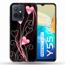 Coque Pour Vivo Y55 5G Amour Coeur Rose Montant sur Noir