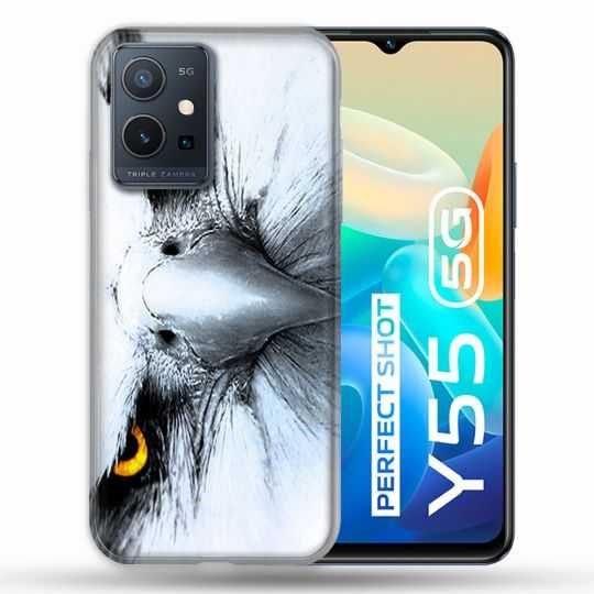 Coque Pour Vivo Y55 5G Animal Aigle Royal Blanc