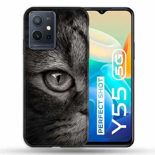 Coque Pour Vivo Y55 5G Animal Chat Gris
