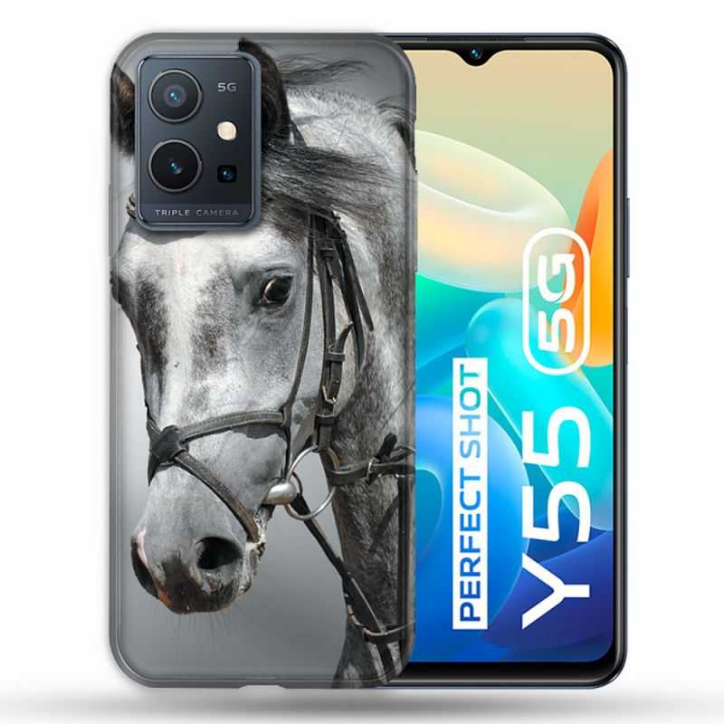 Coque Pour Vivo Y55 5G Animal Cheval Blanc