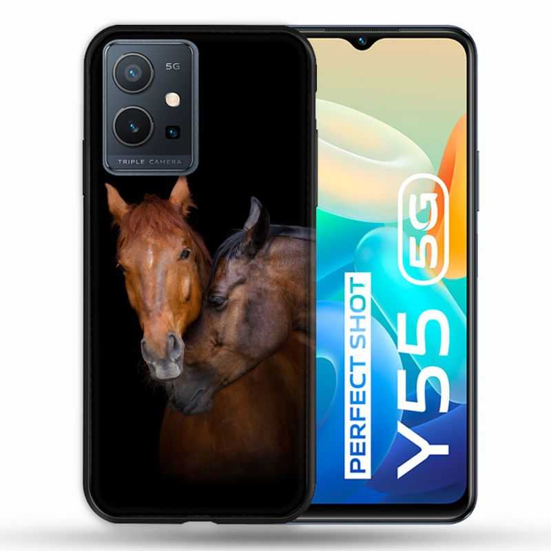 Coque Pour Vivo Y55 5G Animal Cheval Marron