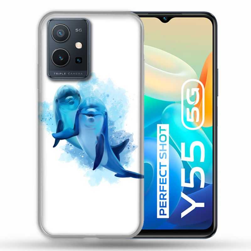 Coque Pour Vivo Y55 5G Animal Dauphin Duo