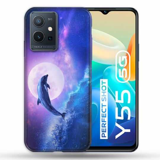 Coque Pour Vivo Y55 5G Animal Dauphin Vague
