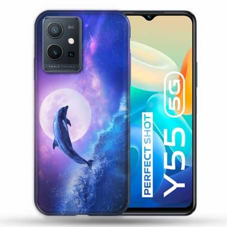 Coque Pour Vivo Y55 5G Animal Dauphin Vague