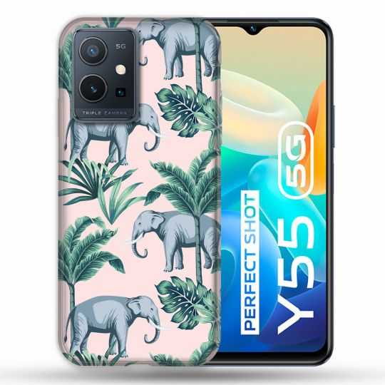 Coque Pour Vivo Y55 5G Animal Elephant Pattern