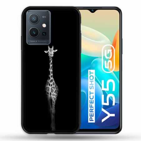 Coque Pour Vivo Y55 5G Animal Girafe Noire