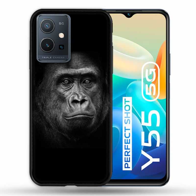 Coque Pour Vivo Y55 5G Animal Gorille Noir