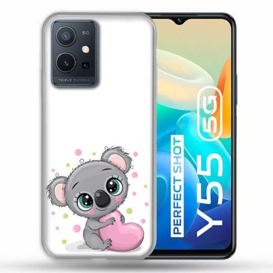 Coque Pour Vivo Y55 5G Animal Koala Cœur