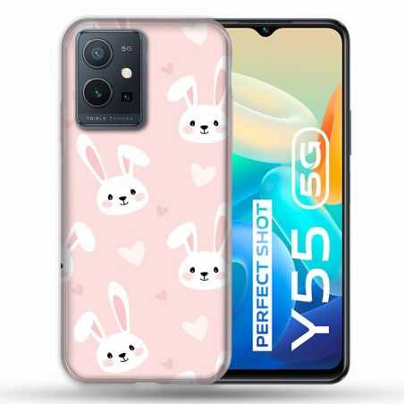 Coque Pour Vivo Y55 5G Animal Lapin Rose
