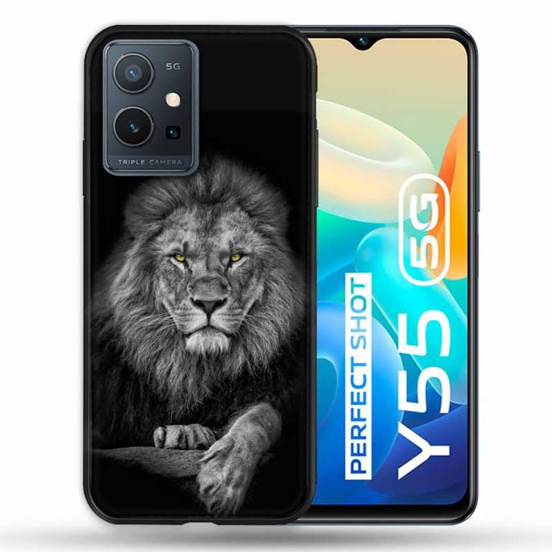 Coque Pour Vivo Y55 5G Animal Lion Majestueux