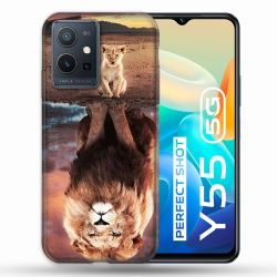 Coque Pour Vivo Y55 5G Animal Lion Reflet