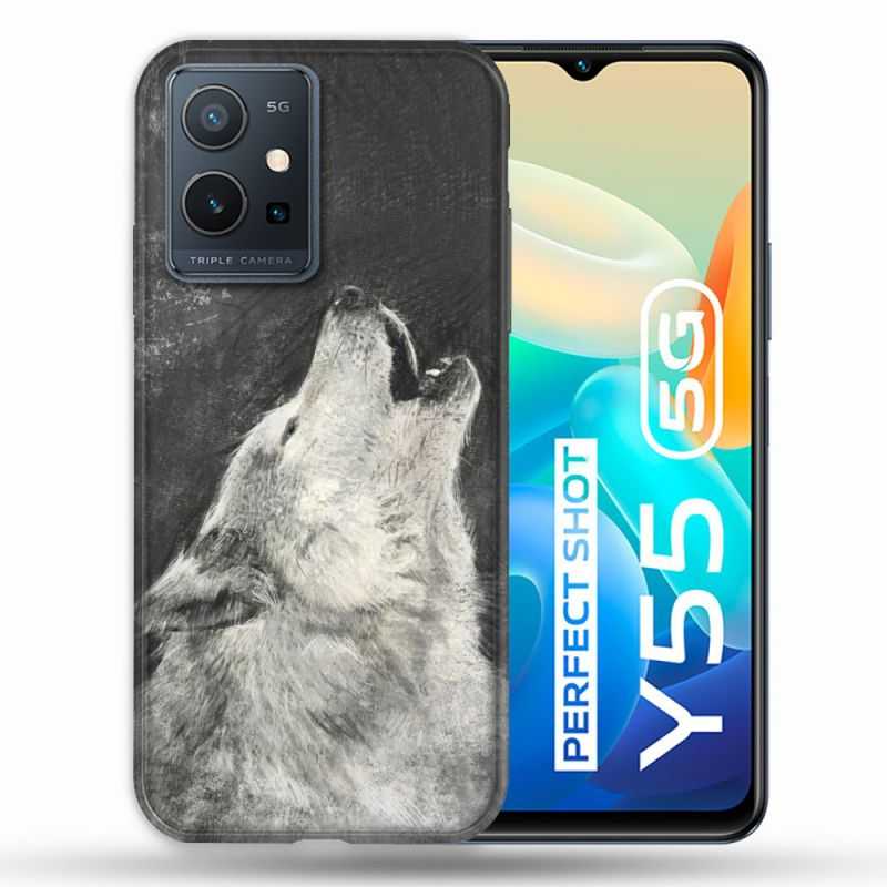 Coque Pour Vivo Y55 5G Animal Loup Hurlement