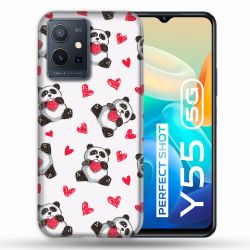 Coque Pour Vivo Y55 5G Animal Panda Cœur