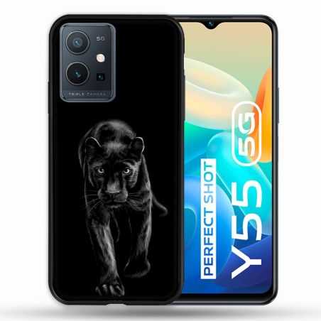 Coque Pour Vivo Y55 5G Animal Panthère Noire