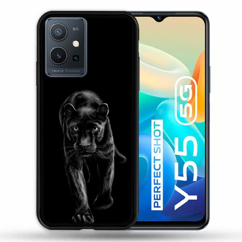 Coque Pour Vivo Y55 5G Animal Panthère Noire