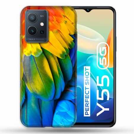 Coque Pour Vivo Y55 5G Animal Perroquet Plume