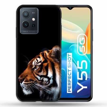 Coque Pour Vivo Y55 5G Animal Tigre Noir