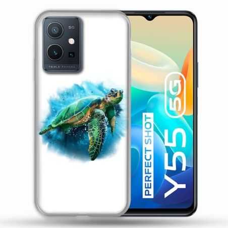 Coque Pour Vivo Y55 5G Animal Tortue Blanche multicolore