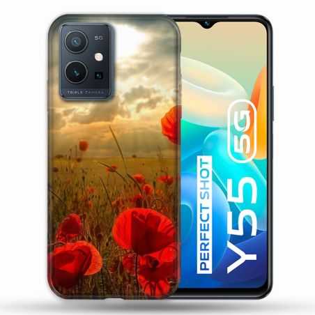 Coque Pour Vivo Y55 5G Fleur Coquelicot