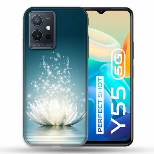 Coque Pour Vivo Y55 5G Fleur Lotus Blanc