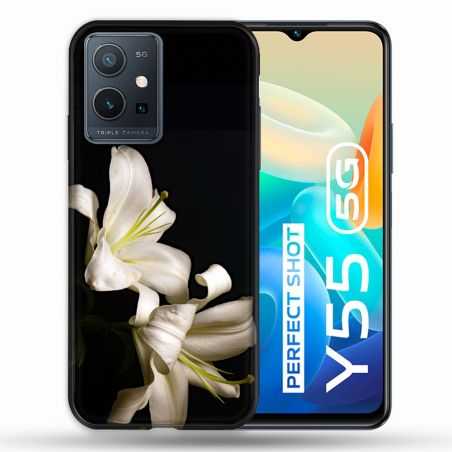 Coque Pour Vivo Y55 5G Fleur Lys Noir