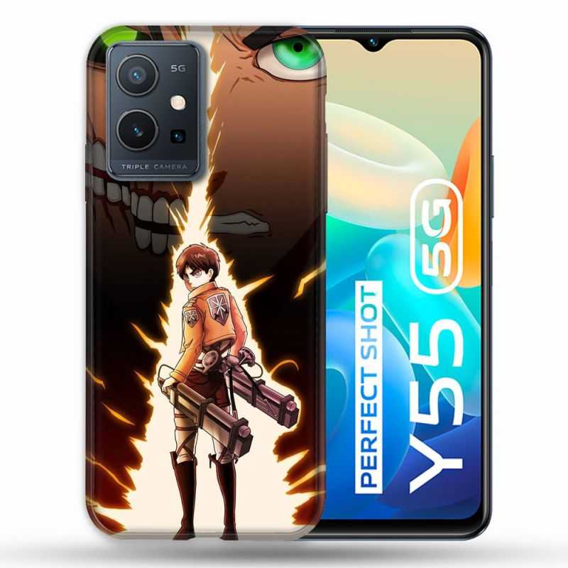 Coque Pour Vivo Y55 5G Manga Attaque Titans Eren Eclair