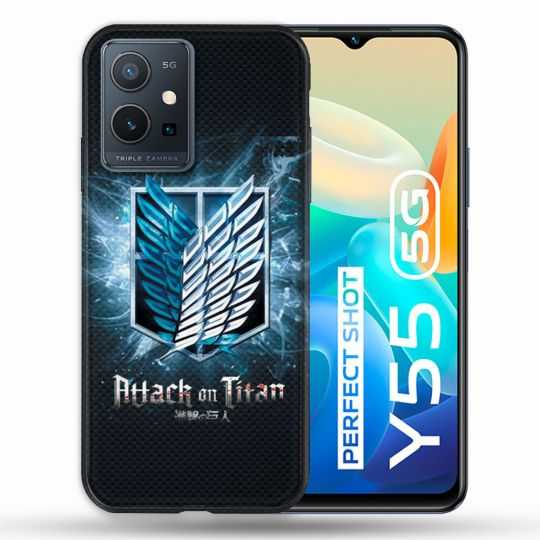 Coque Pour Vivo Y55 5G Manga Attaque Titans Noir
