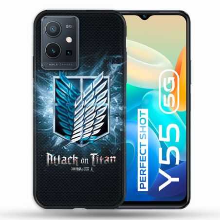 Coque Pour Vivo Y55 5G Manga Attaque Titans Noir
