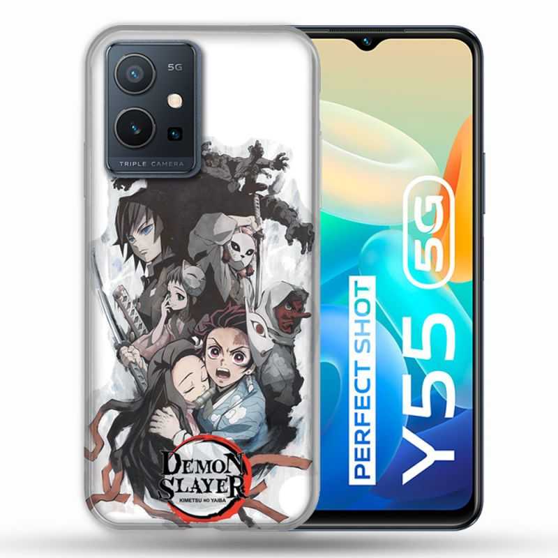 Coque Pour Vivo Y55 5G Manga Demon Slayer Blanc