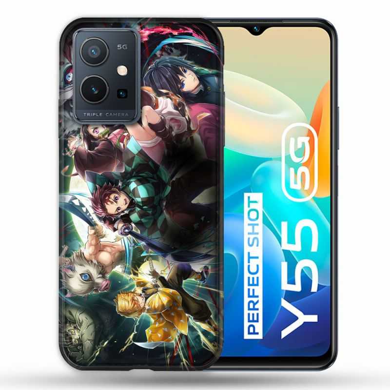 Coque Pour Vivo Y55 5G Manga Demon Slayer Groupe
