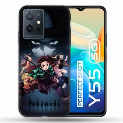Coque Pour Vivo Y55 5G Manga Demon Slayer Noir
