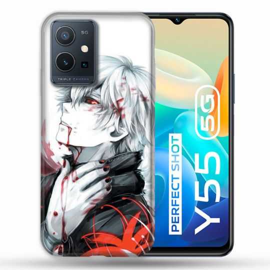 Coque Pour Vivo Y55 5G Manga Tokyo Ghoul Kaneki Blanc