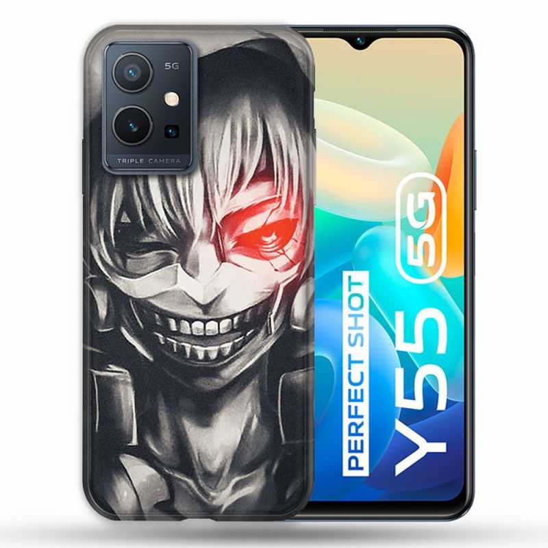 Coque Pour Vivo Y55 5G Manga Tokyo Ghoul Kaneki Noir