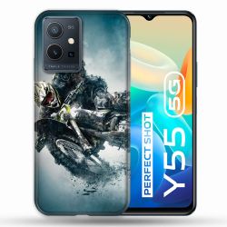 Coque Pour Vivo Y55 5G Moto Cross Ombre