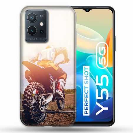 Coque Pour Vivo Y55 5G Moto Cross Soleil