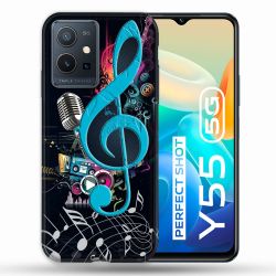Coque Pour Vivo Y55 5G Musique Cle Sol Bleu