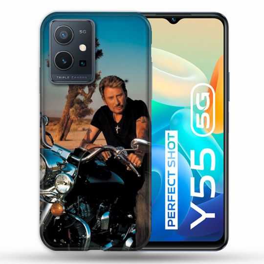 Coque Pour Vivo Y55 5G Musique Johnny Hallyday Moto