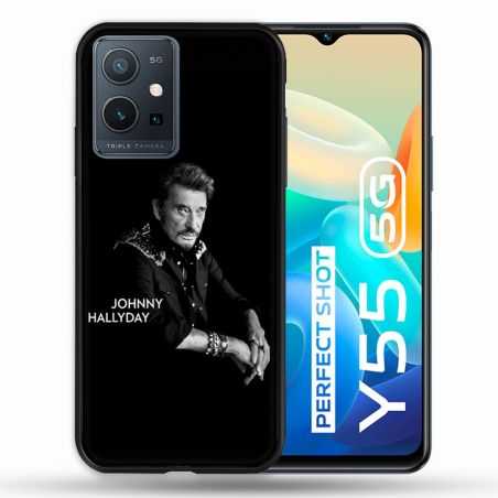 Coque Pour Vivo Y55 5G Musique Johnny Hallyday Noir