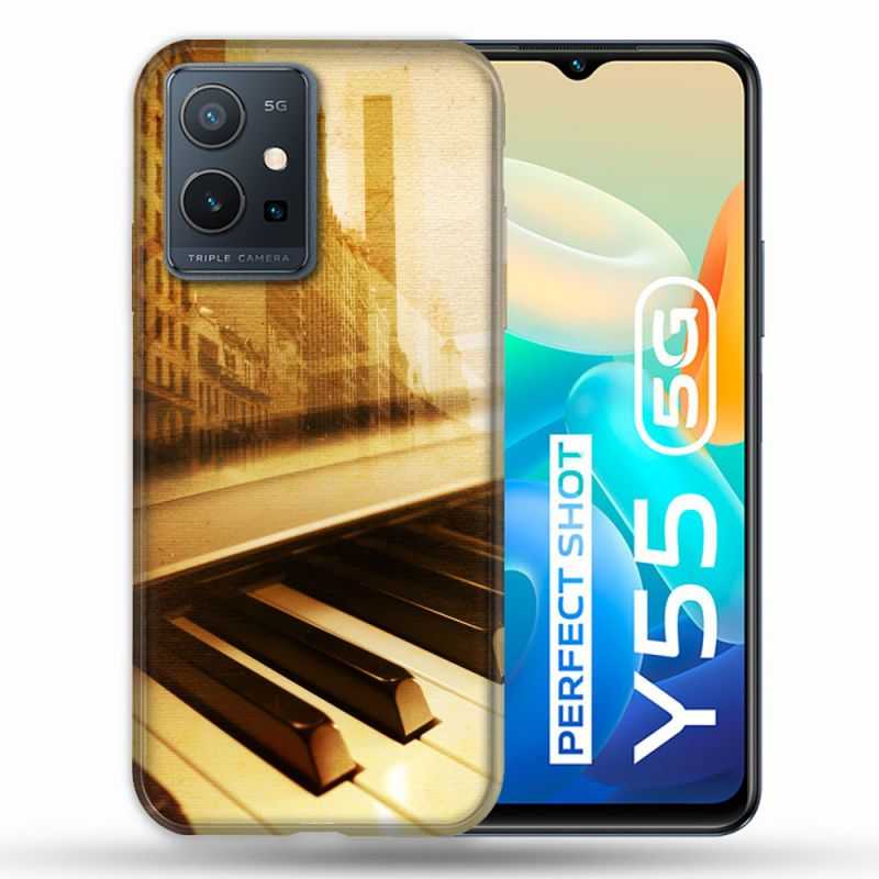 Coque Pour Vivo Y55 5G Musique Piano Retro
