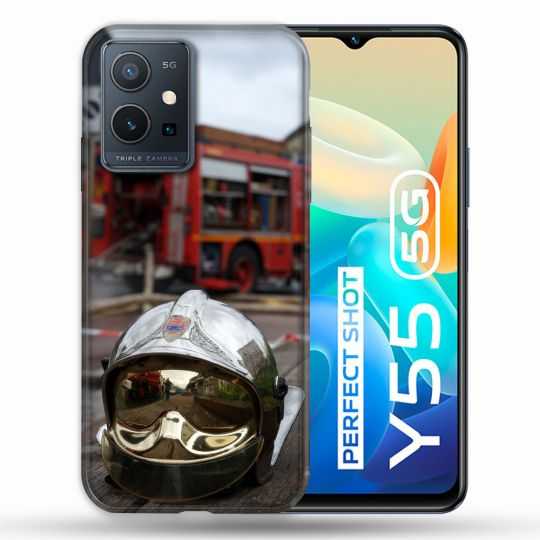 Coque Pour Vivo Y55 5G Pompier Casque Camion