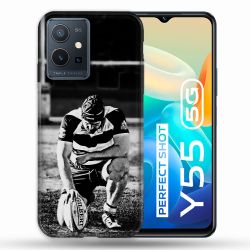 Coque Pour Vivo Y55 5G Sport Rugby Noir Blanc