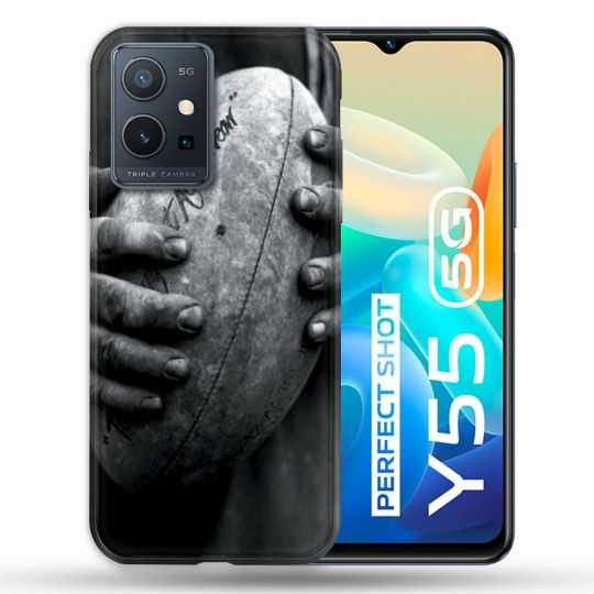 Coque Pour Vivo Y55 5G Sport Rugby Ballon Vintage